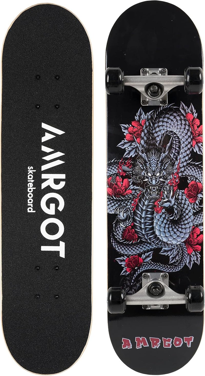 Amrgot Skateboards for Beginners,31 * 8 inches Complete Skateboards for Kids,Boys,Girls and Adults,7 Layer Maple Wood,Double Kick Deck Concave Standard and Tricks Skateboard - Image 2